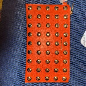 Michael Kors Orange Clutch with Gold Studs NWT